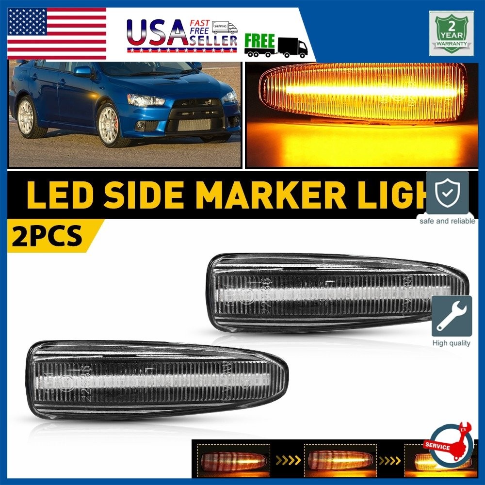 2/4x AUXITO Amber LED Dynamic Side Light For Mitsubishi Lancer Outlander Mirage