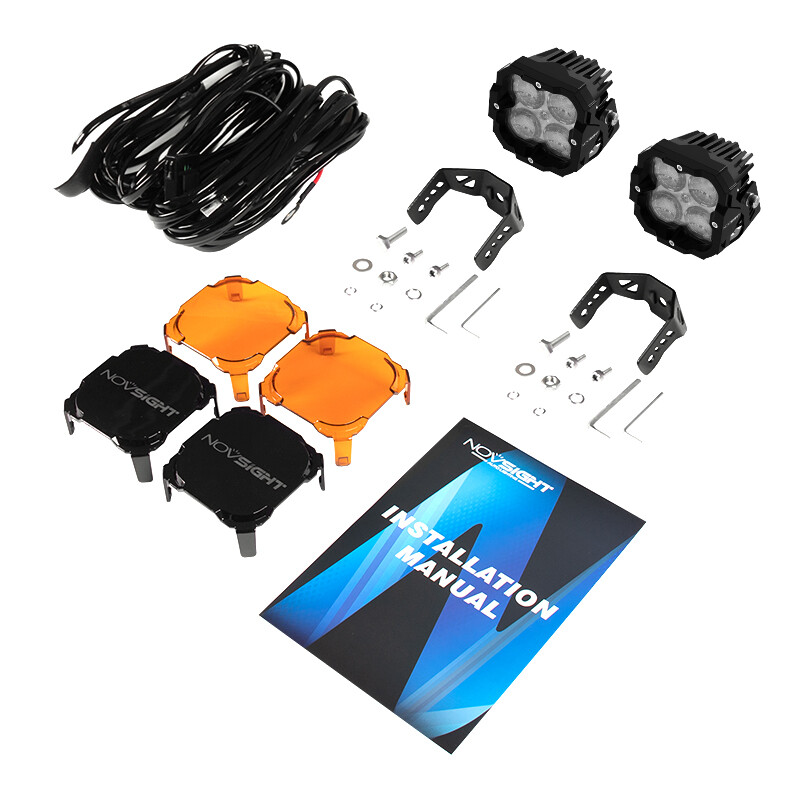 1 pair NOVSIGHT 3-inch 80W LED work pod cube flood offroad lamps for ATVs