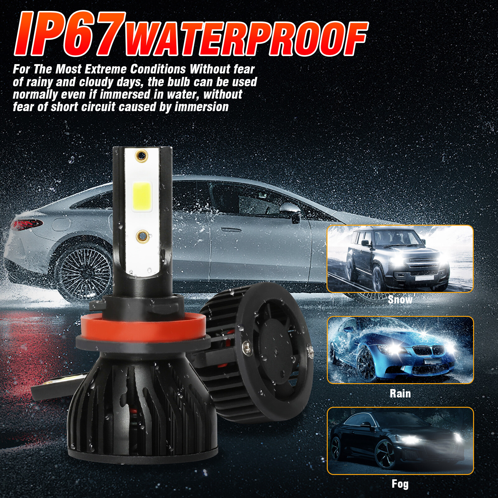 H11 9005 LED Headlight Bulbs Combo High Low Beam Super Bright White 6000K 4x