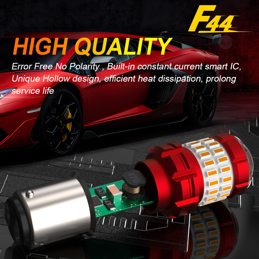 2PCS 1157 Amber Yellow LED Turn Signal Parking Light Bulbs CANBUS Play Plug
