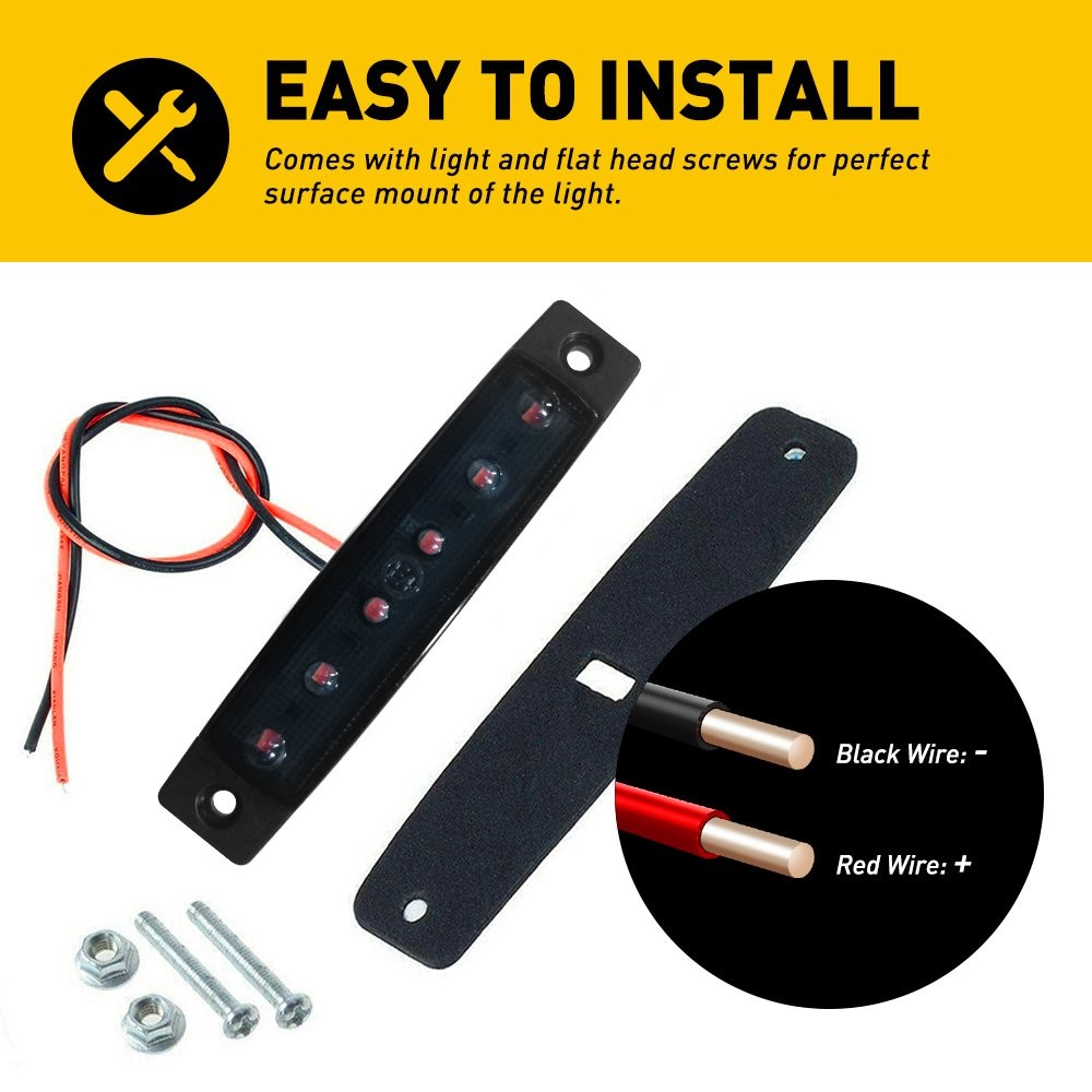 10x 3.8″ Smoked Amber/Red Side Marker Clearance Lights US 6LED for Truck Trailer