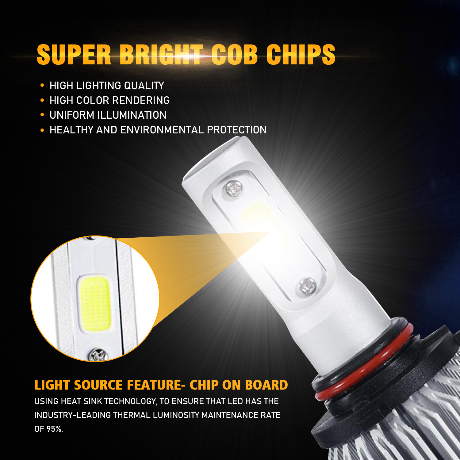 AUXBEAM 9005 HB3 LED Headlight Bulb Replacement 72W 8000lm 6500K White High Beam