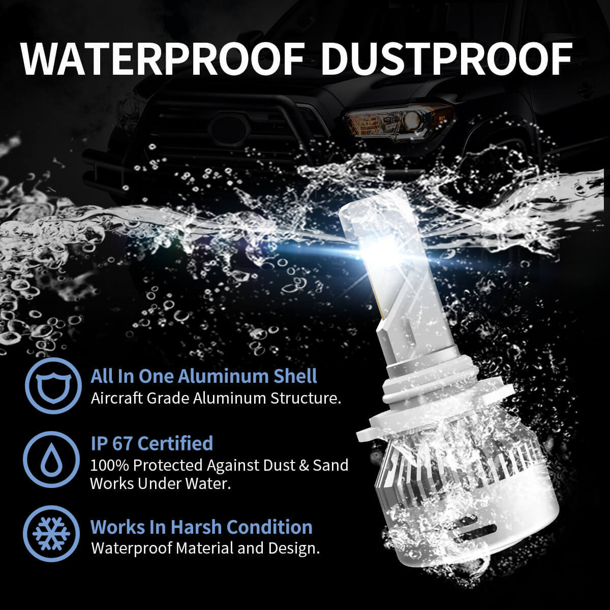 Pair of LASFIT 9005 HB3 LED Headlight Conversion Kit Bulb High Beam 6000LM White