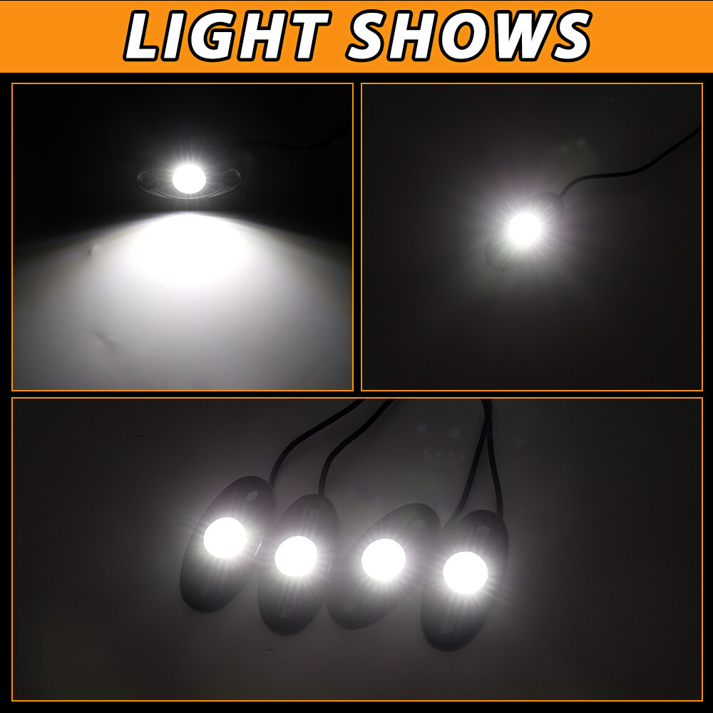20x White LED Rock Light 4Pods Lights Fit Jeep Off Road Truck Car ATV Under Body