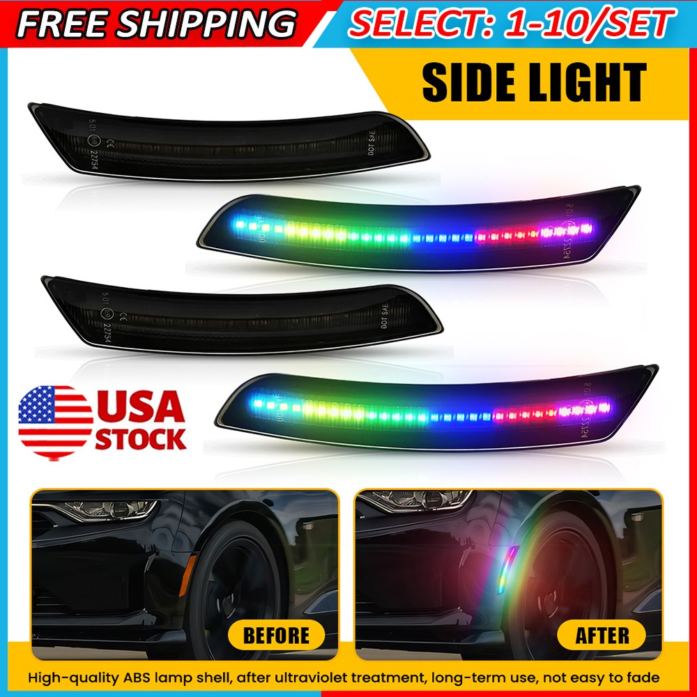 4-40x Front Rear Flowing LED Side Marker Light 23169181 For Chevy Camaro 2016-23