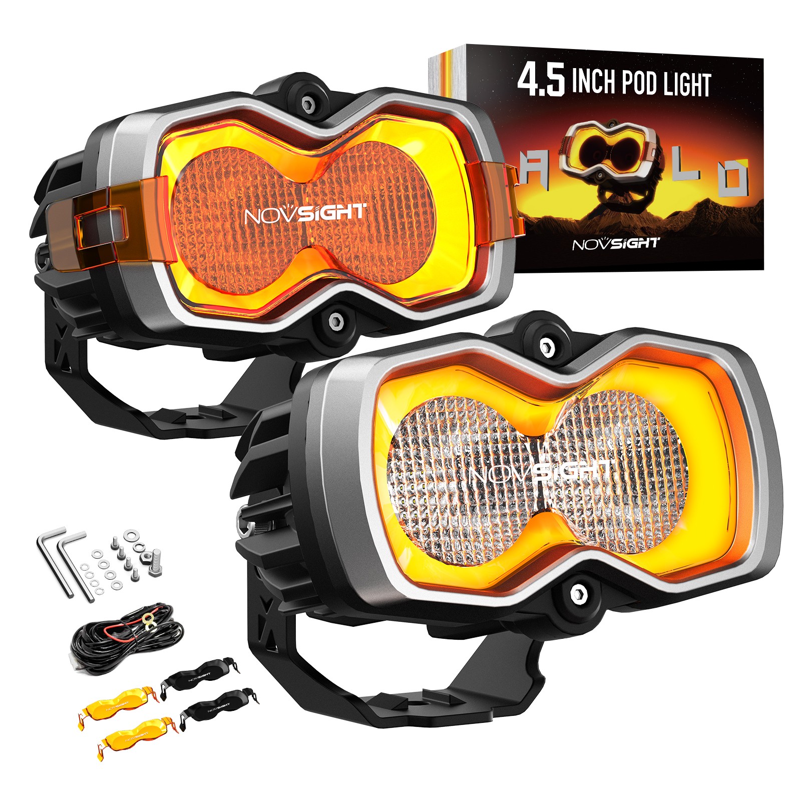 NOVSIGHT HALO Pro Series 2“ LED Pods Work Light Flood Beam Driving Offroad Lamp