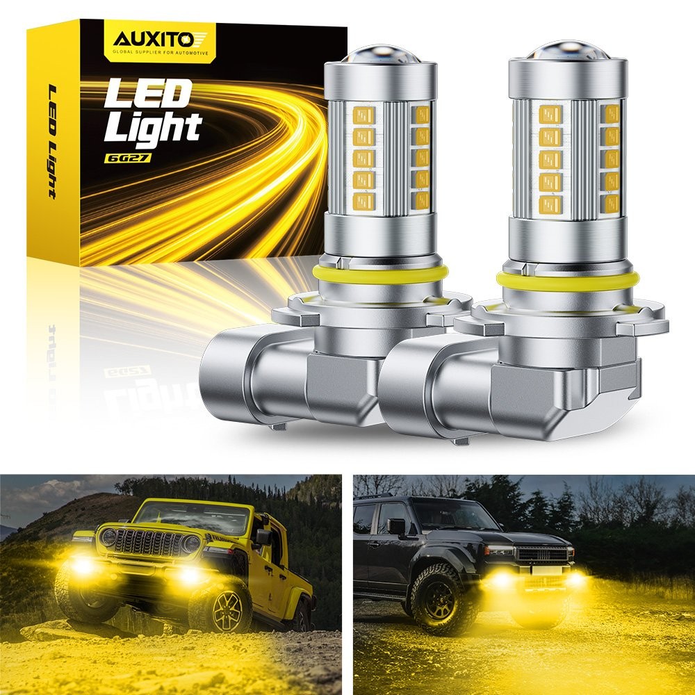 Auxito 2* 9006 HB4 LED Driving Fog Light Bulbs Set HD 3000K YELLOW True 1:1 Size