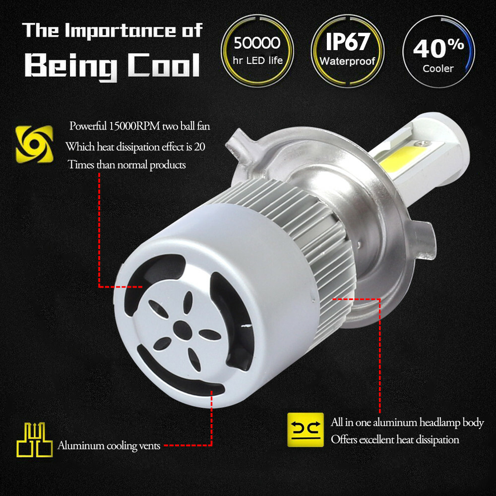 H4/HB2/9003 LED Headlight Kit Bulbs Replace Lamp High/Lo Beam 120W 16000LM 6000K