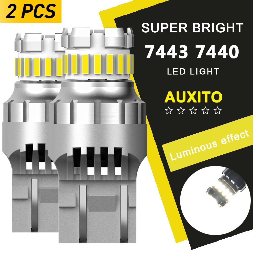 Auxito 7443 7440 LED White Back Up Reverse Light Bulb 2400LM For Replace Halogen