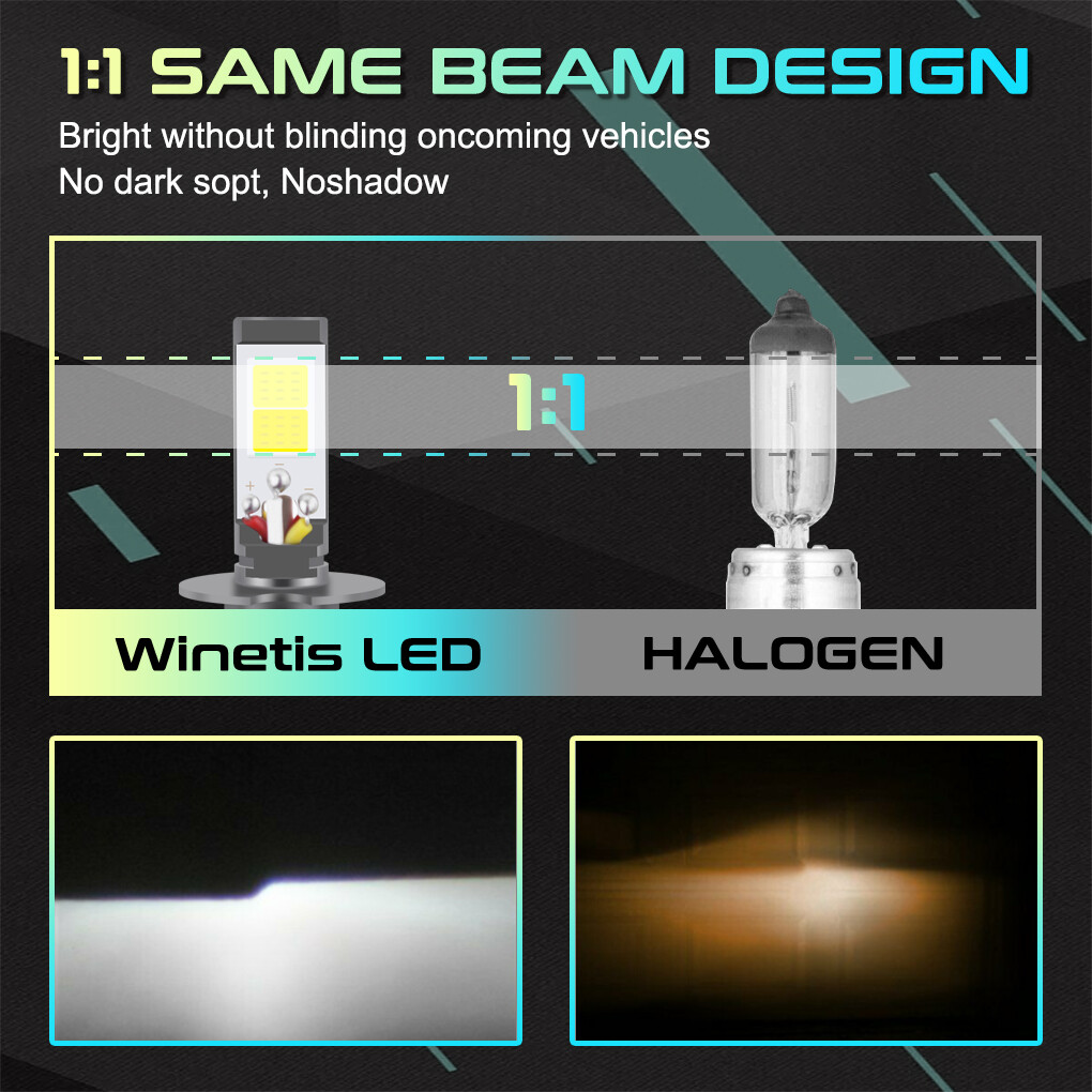Strobe Flash H3 COB LED Fog Light Bulbs Lamp Kit 2400LM 2400LM White & Yellow