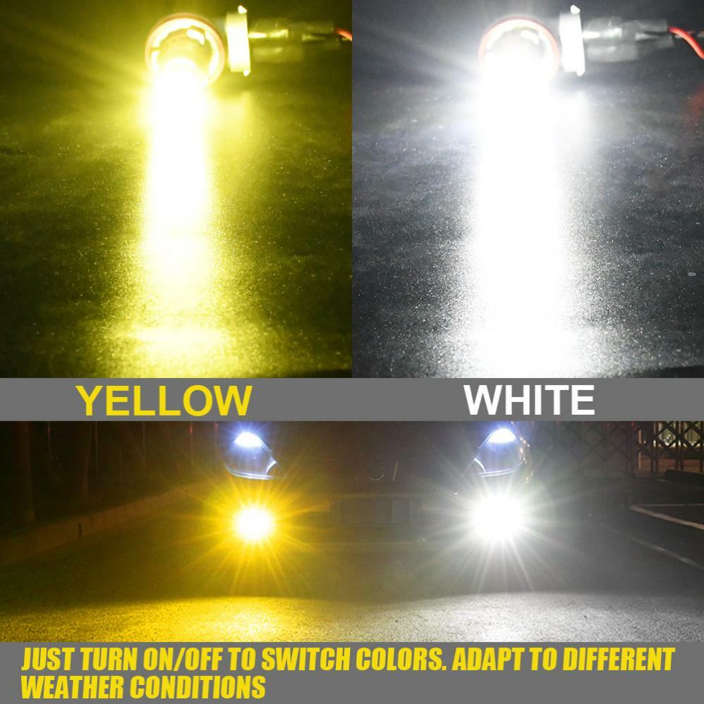 2pcs H4 100W Dual Color LED Fog Light Bulbs 6000K White/3000K Yellow DRL Lamp