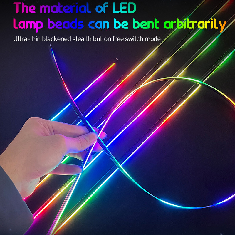 LED Light Strip Car Sunroof Atmosphere Lamp RGB Colorful Ambient Decoration 2Pcs