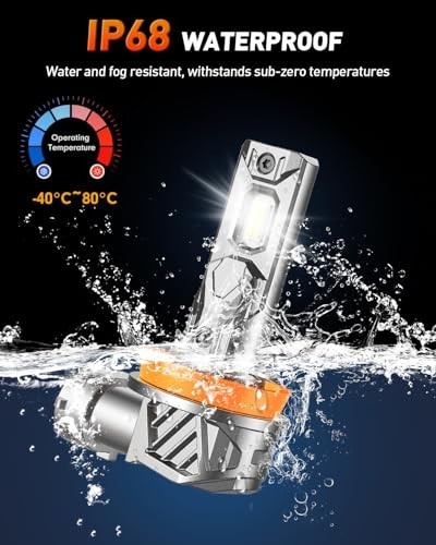 Ultra Bright H11 9005 LED Bulbs Combo, 800% Brightness 6500K Cool White, Mini Si