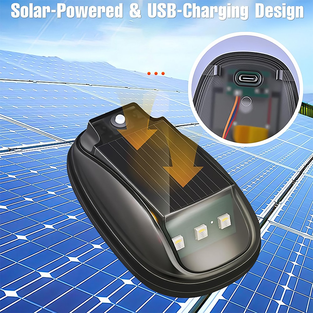 5PCS Solar Powered Cab Light LED Wireless Solar Car Roof Neon RGB Strobe Light
