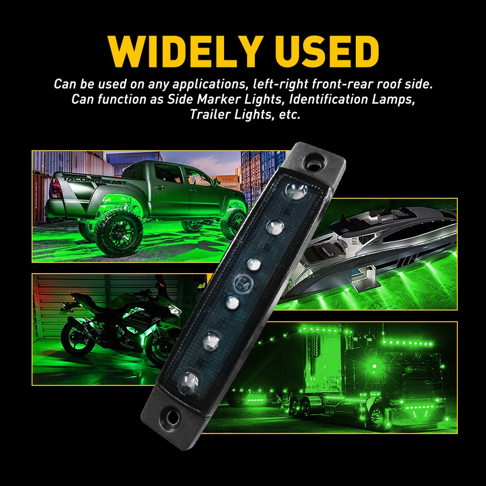 10x Green 6LED Side Marker Clearance Light For Truck Trailer tail lights Durable