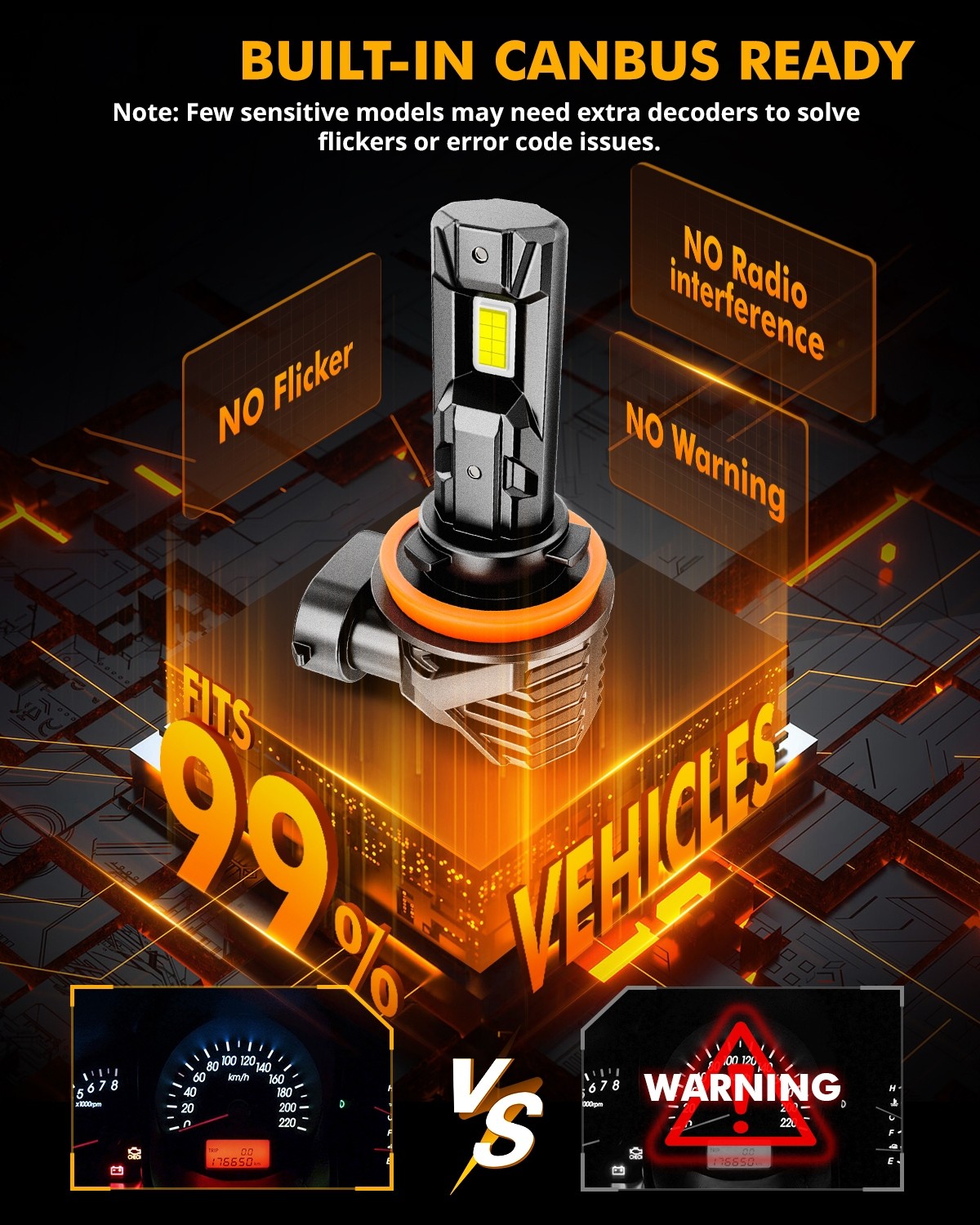 AUXBEAM H11 LED Headlight Bulbs Kit Low Beam Super Bright Cold White 90W 25000LM