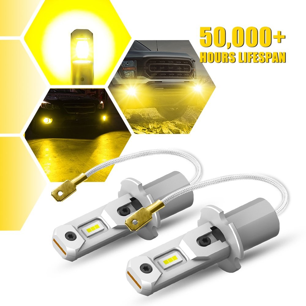 3000K Amber H3 LED Fog Light Driving Bulbs DRL Conversion Kit 4000LM 30W 2PCS A