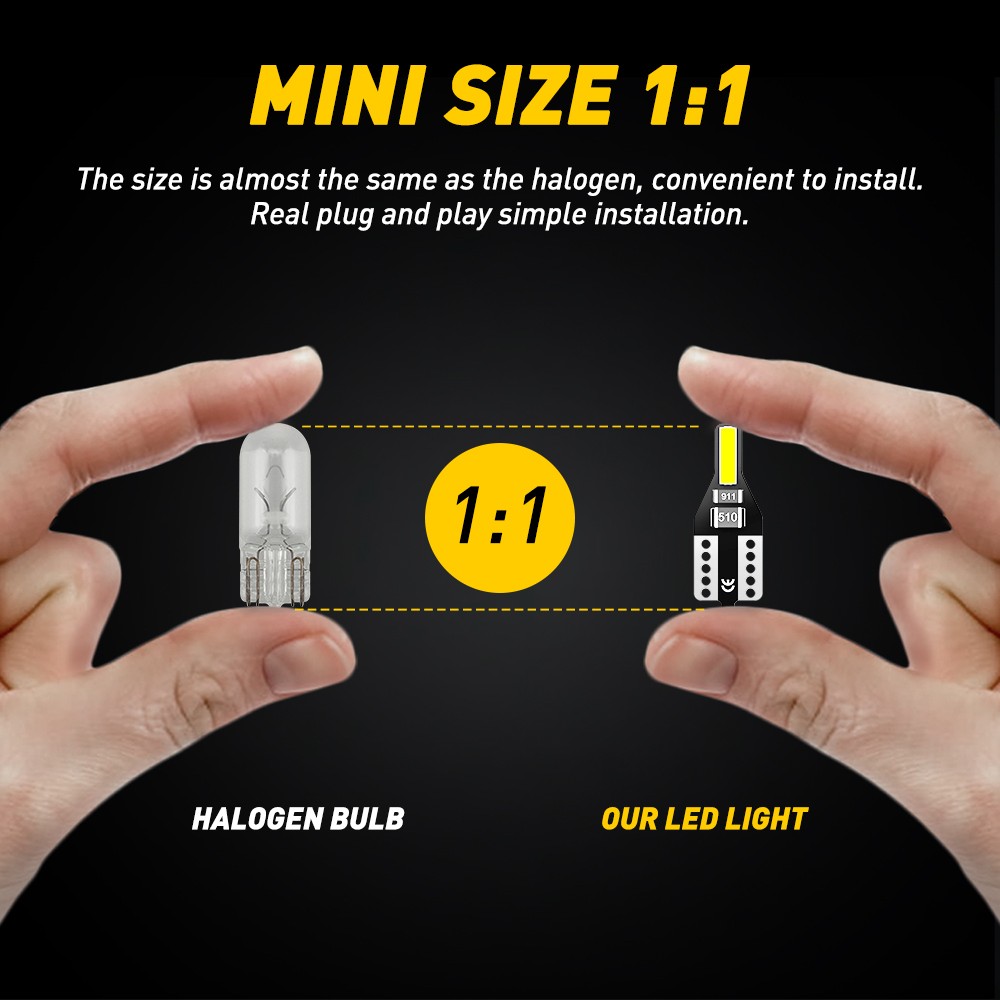 10-100 T10/194/W5W LED Bulb 6000K White Super Bright Map Reading Dome Door Light