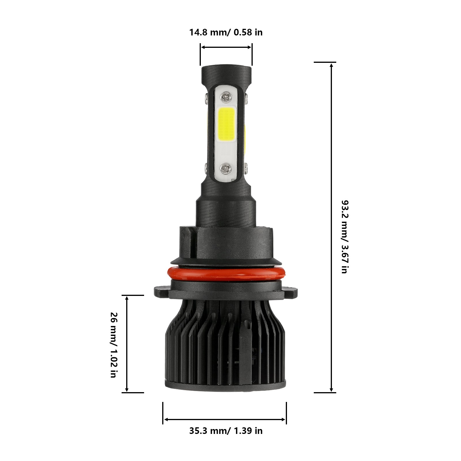 4-sides 9007 HB5 LED Headlight Bulbs Kit 2500000LM 6500K White High Low Beam 2X