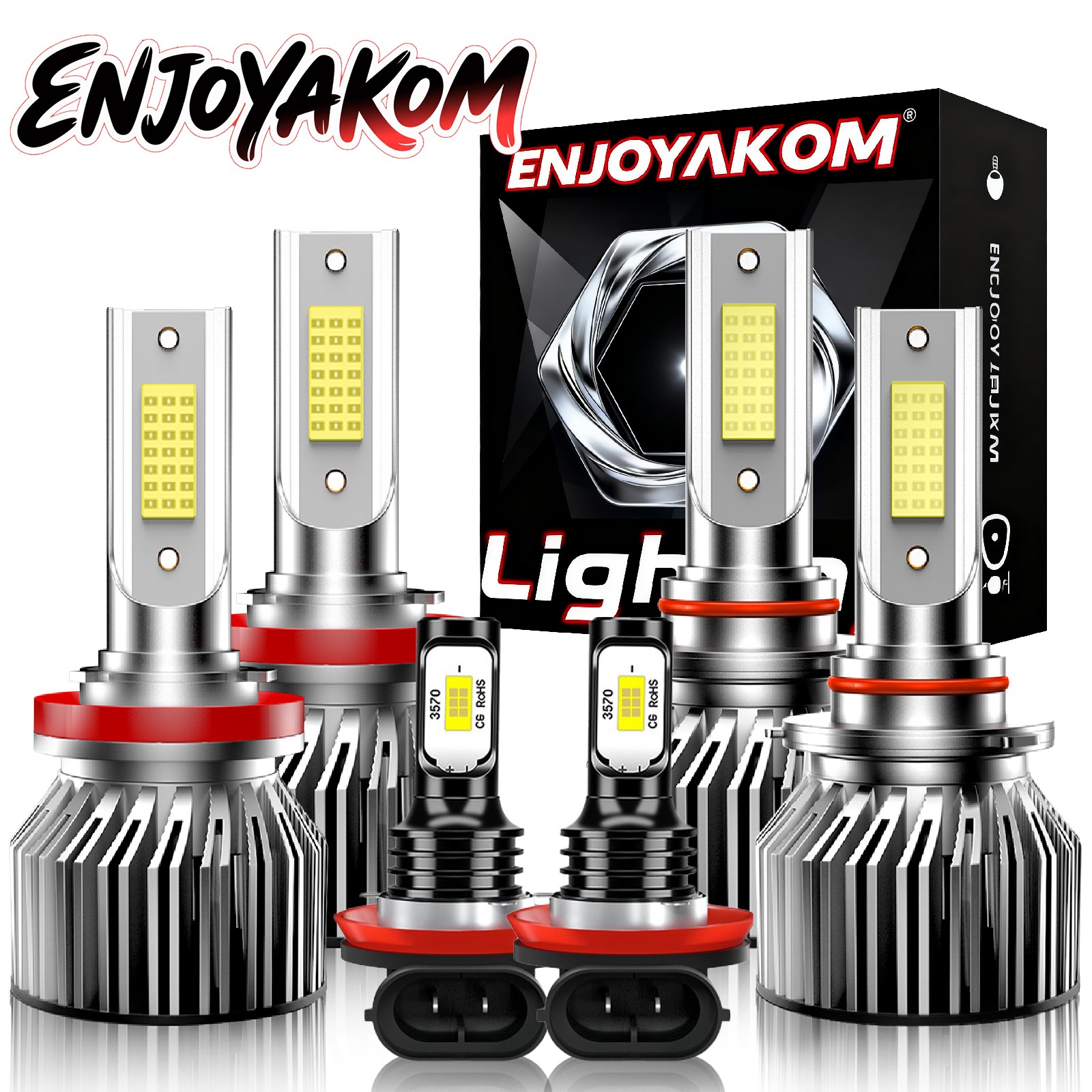 LED Headlight High/Low Beam + Fog Lights Bulbs 6000K For Honda CR-V 2015-2021