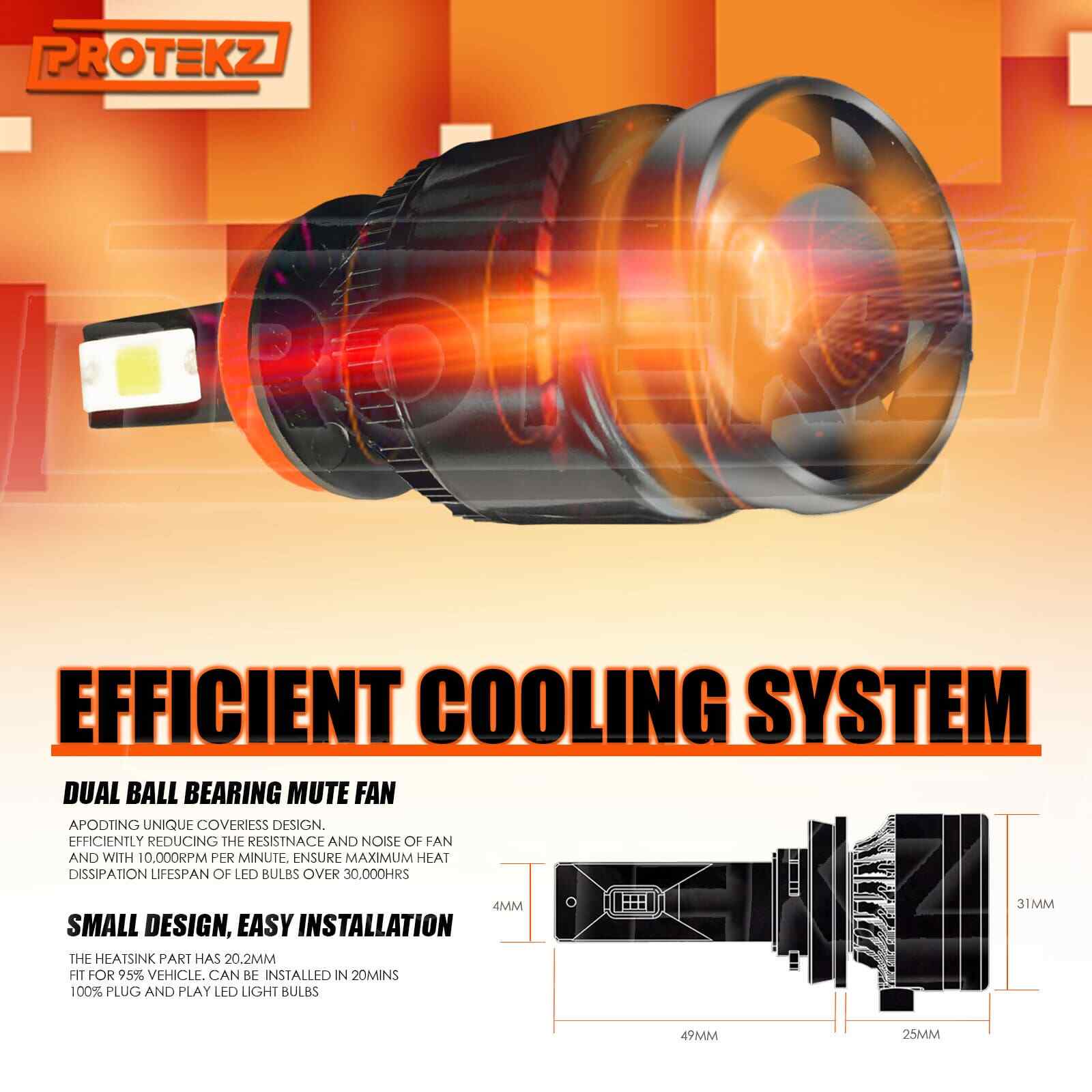 H11 6K LED Headlight Kit TurboCool Fan Easy Install 5Years Warranty 60W 7200LM