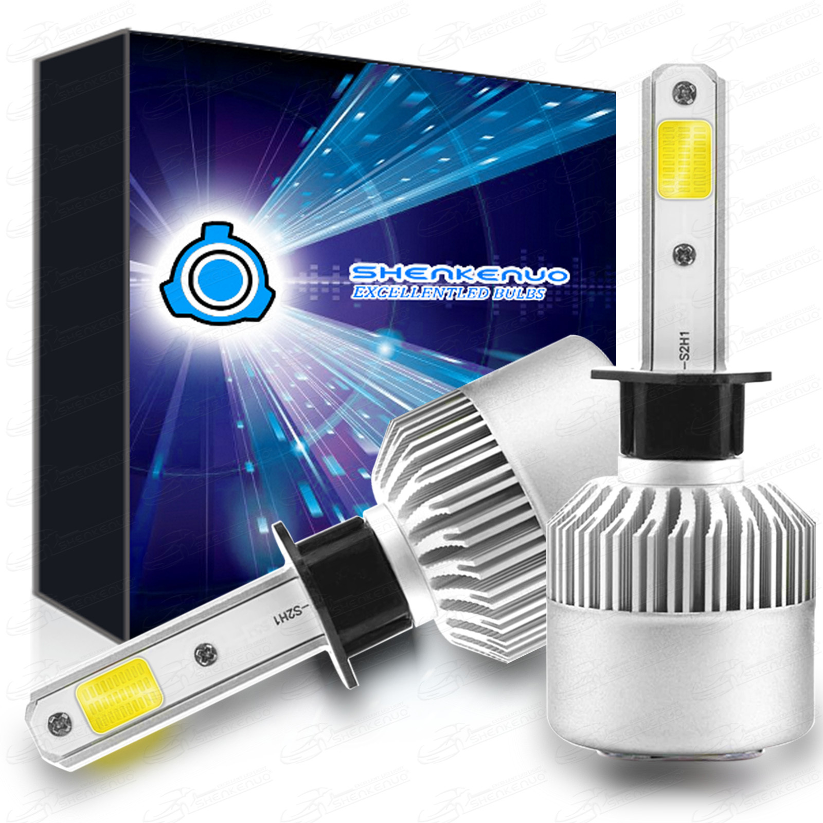 H1 100W 6000K White LED Headlight Bulbs Conversion Kits Low Beam Replace Halogen