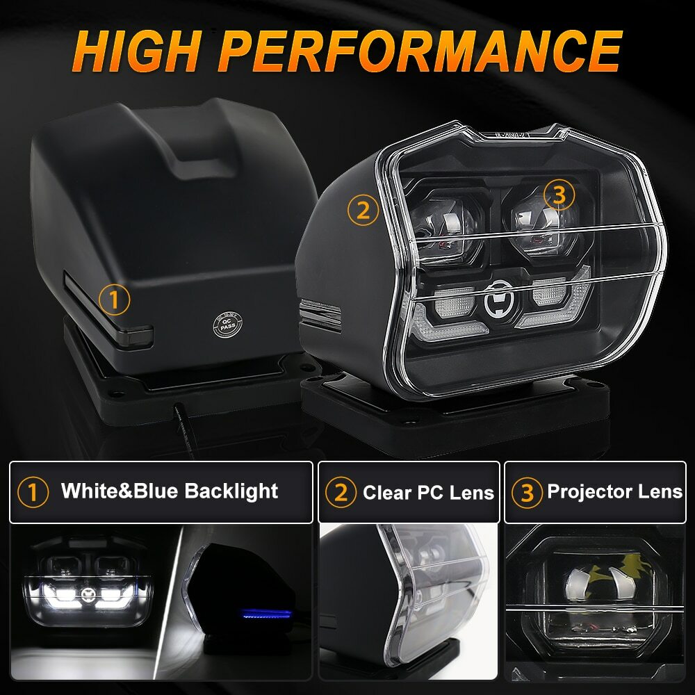 60W Searchlight 360 Degree Rotating Wireless Remote Control For Auto Moto roof