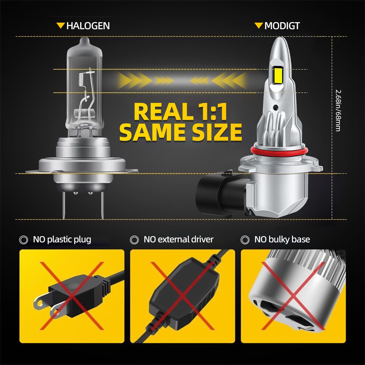 9006 9005 Super Bright LED Bulbs 72000LM Lumens 100W High Low Beam Crisp White