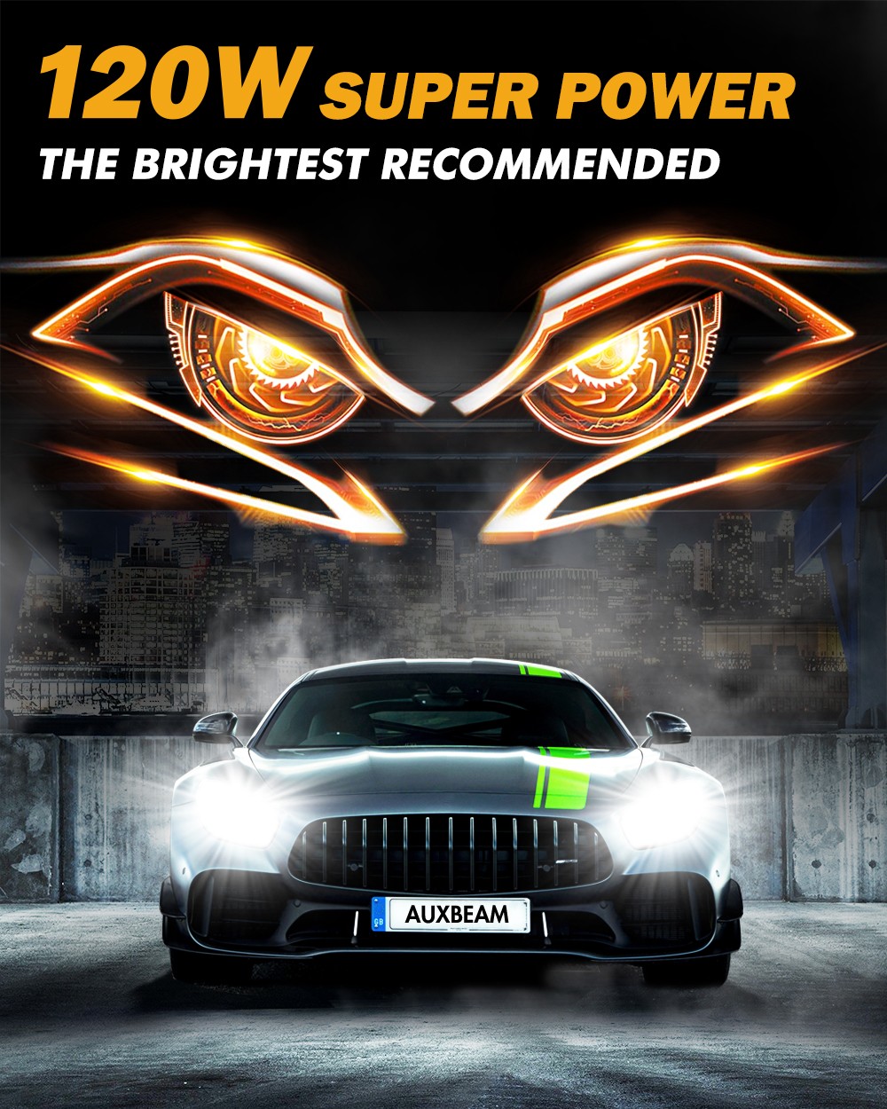 AUXBEAM H7 LED Headlight Bulbs Kit High Low Beam White 120W 110W 90W 70W Canbus