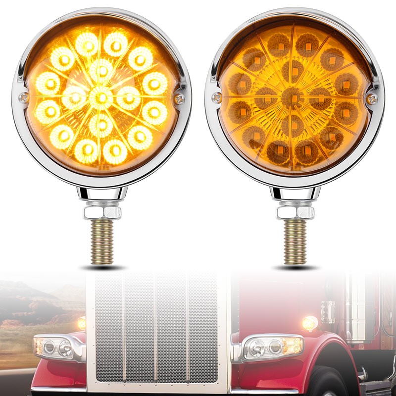 2X Amber LED Fender Lights Watermelon Side Marker Turn Signal Truck Trailer RV
