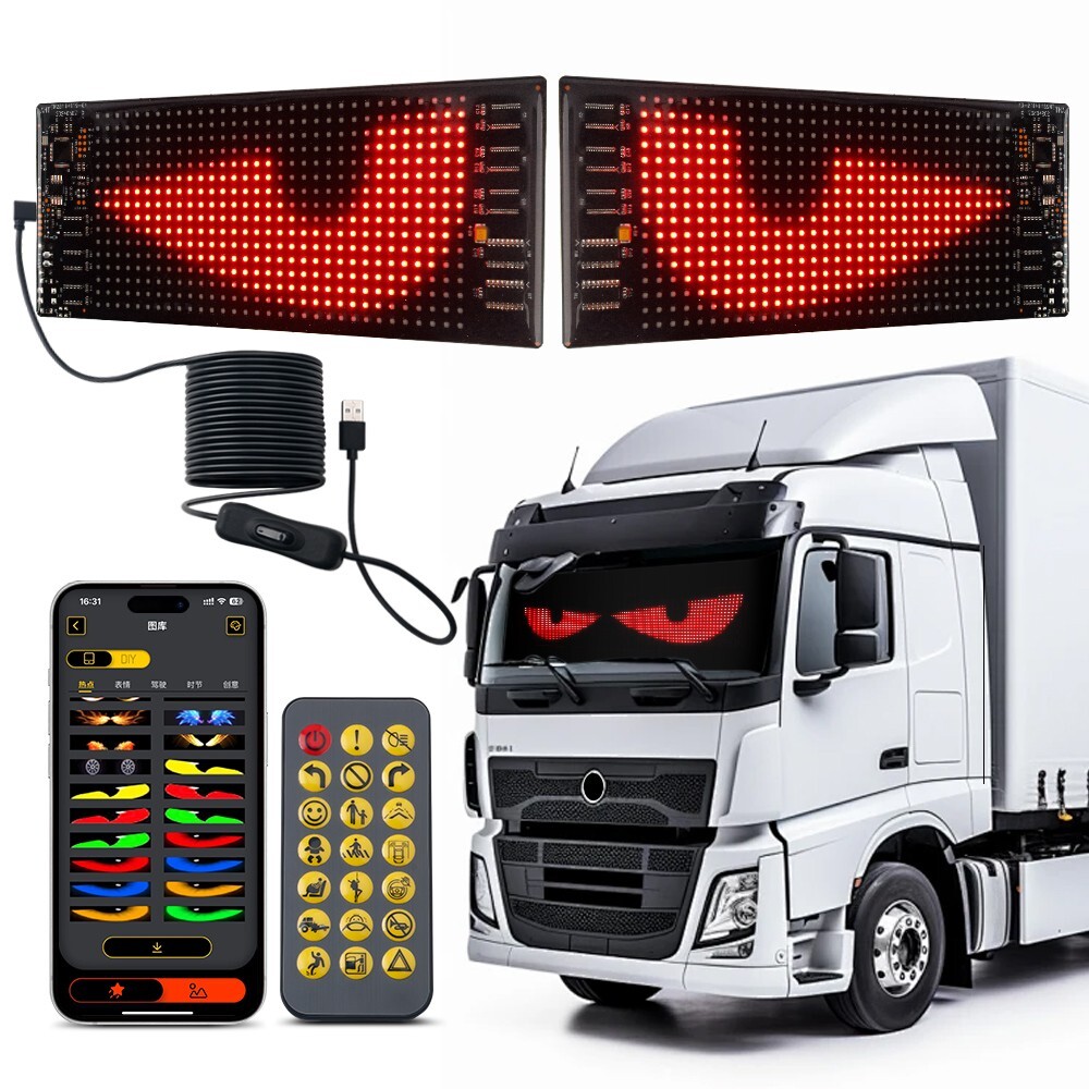 2Pcs Colorful Eye Lamp Soft Screen for Car Window, LED Eyes for Car Window DIY
