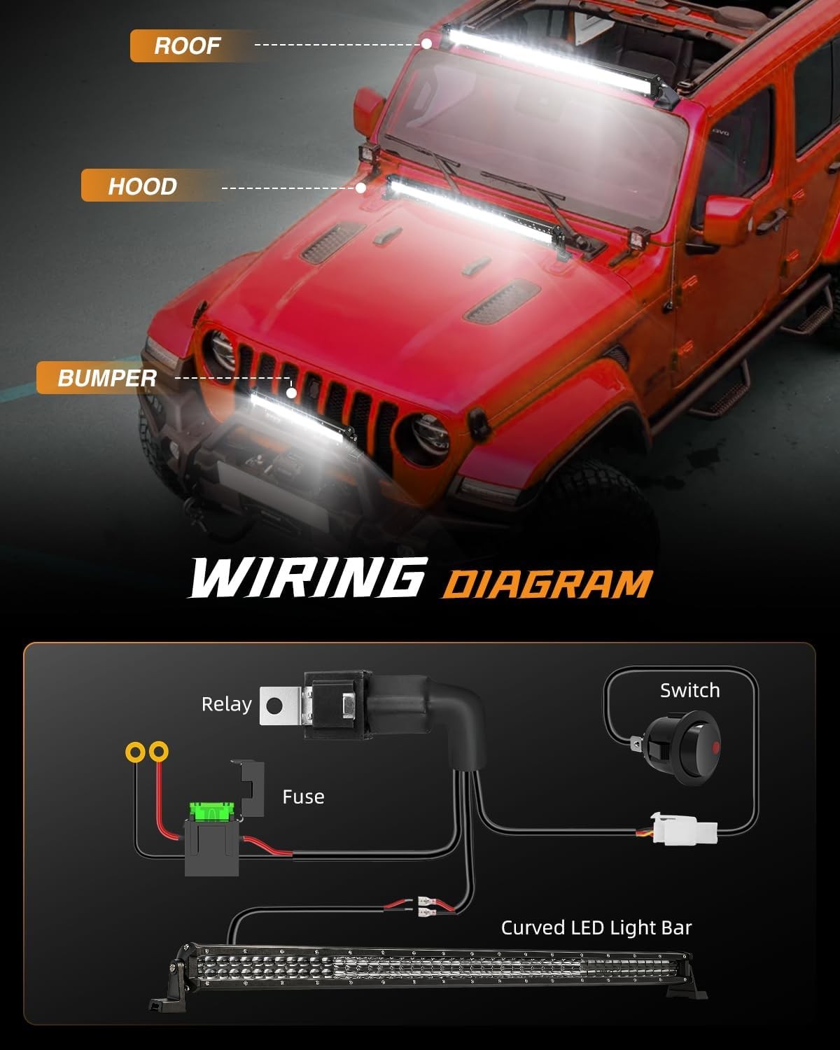 20INCH LED Light Bar Spot Flood LED Work Fog Lamp Offroad 4WD Truck SUV+ Wiring
