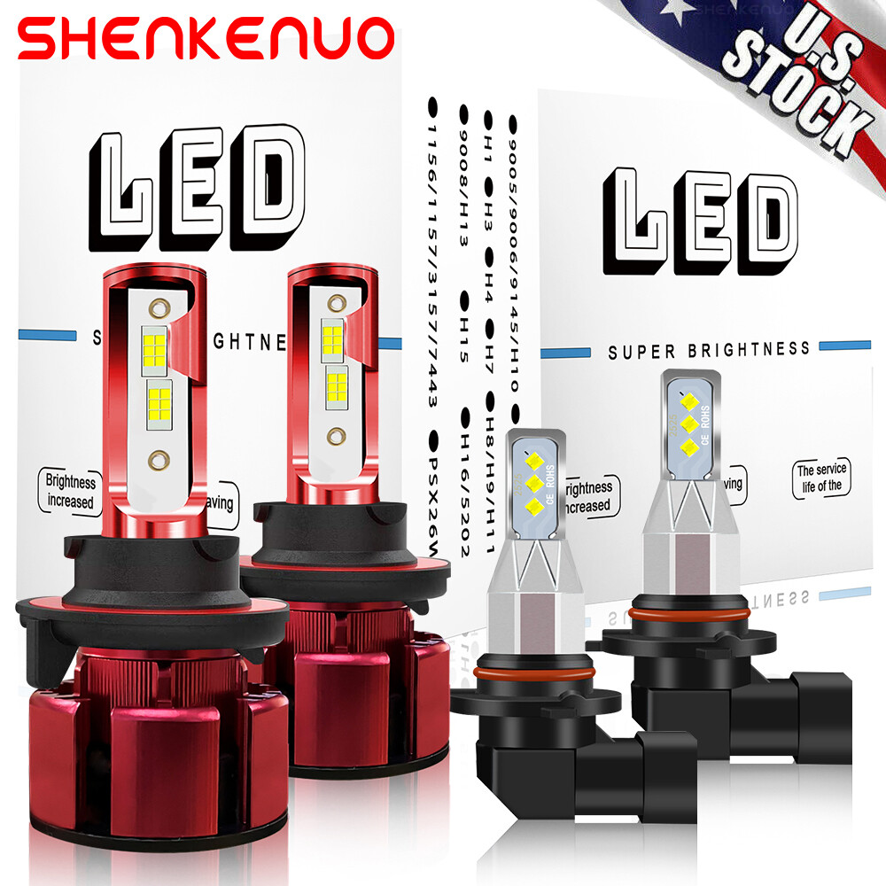 9008 LED Headlight High Low beam + 9145 Fog Light Bulbs For 2004-2014 Ford F-150
