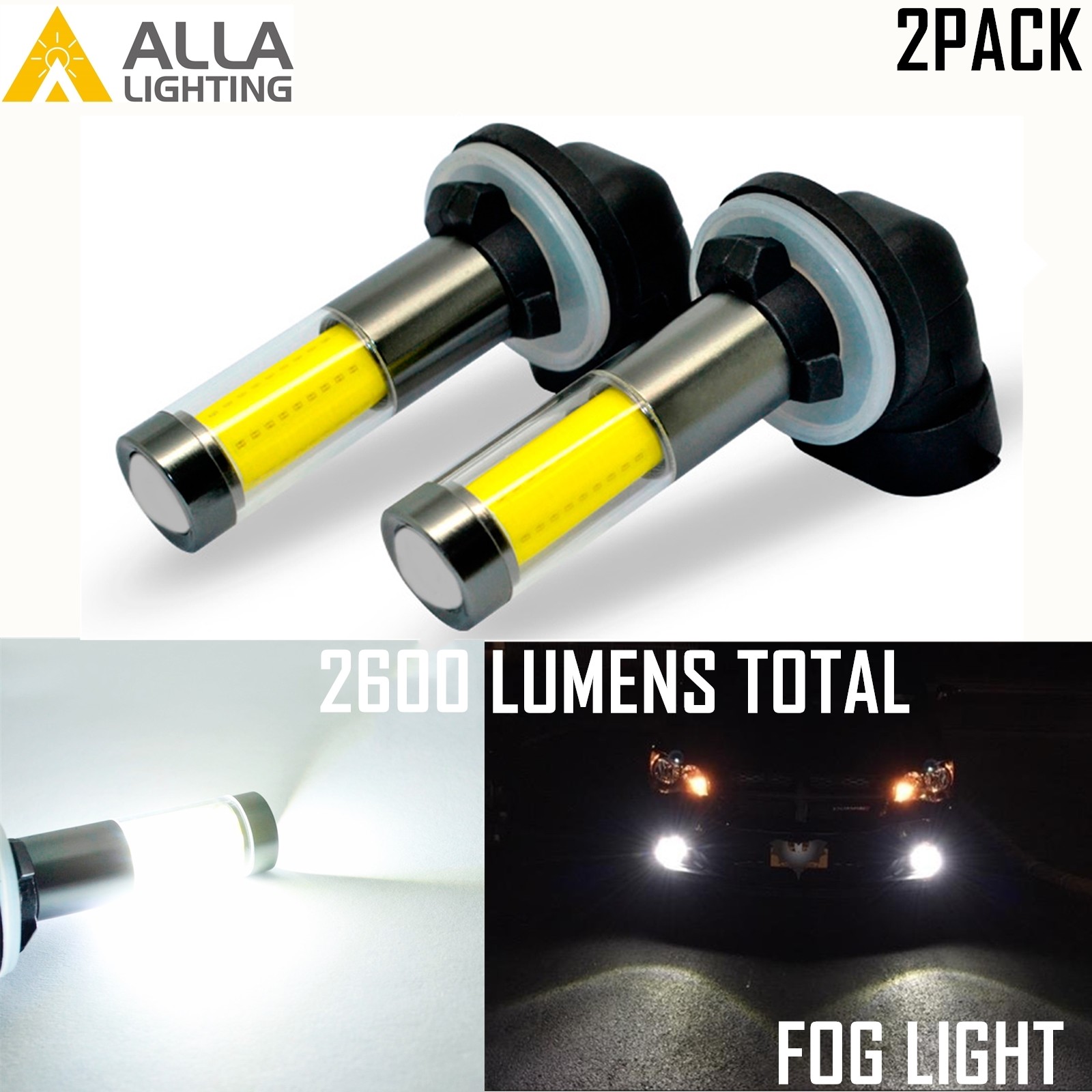 Alla Lighting 35-LED 881 COB Driving Fog Light Bulb Pure White Bright 360° Shine