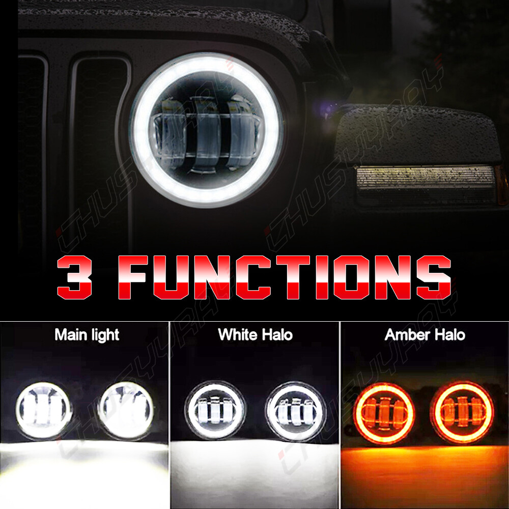 For Hummer H2 H3T 05-10 7″ INCH Halo LED Headlight DRL&4″ Fog Lights Combo Kit