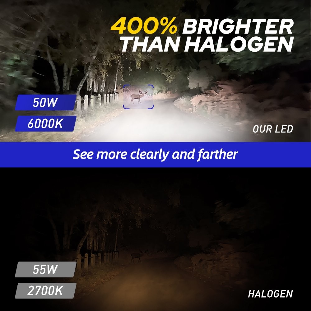 9006 9005 & LED Headlight Kit Combo Bulbs 6500K High Low Beam EOOH