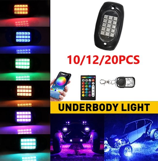 Waterproof 10/ 12/ 20 Pods 12V Motor LED Rock Underbody Light For Car Motorcycle