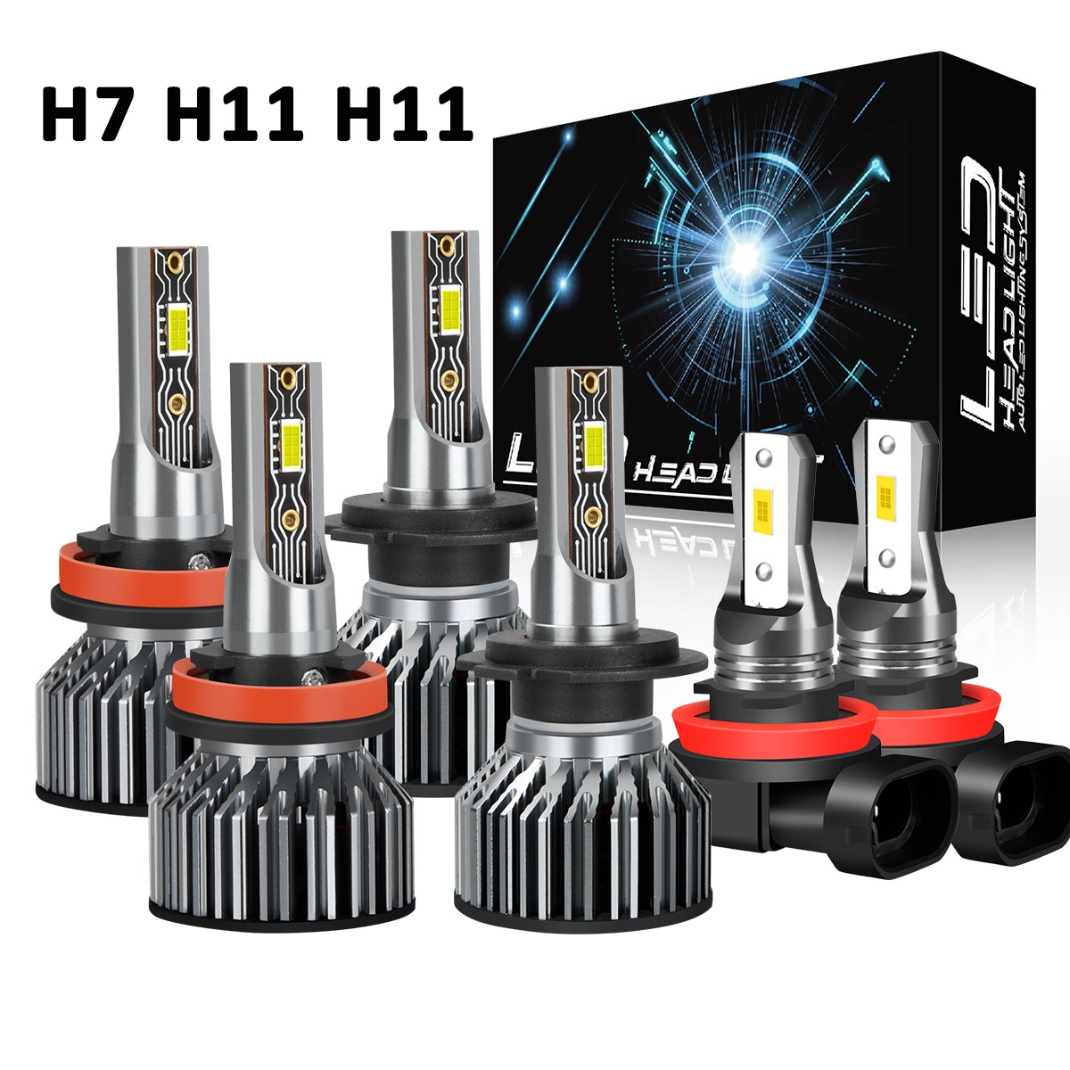 Super White Bright H7 H11 H11 LED Headlight Fog Light Bulbs Kit Replace Halogen