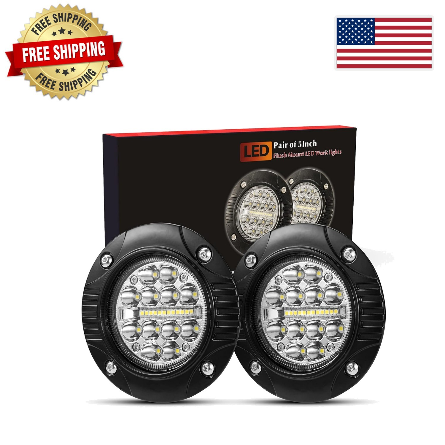48W Flush Mount LED Work Light Pods – Combo Spot Flood Design – Waterproof
