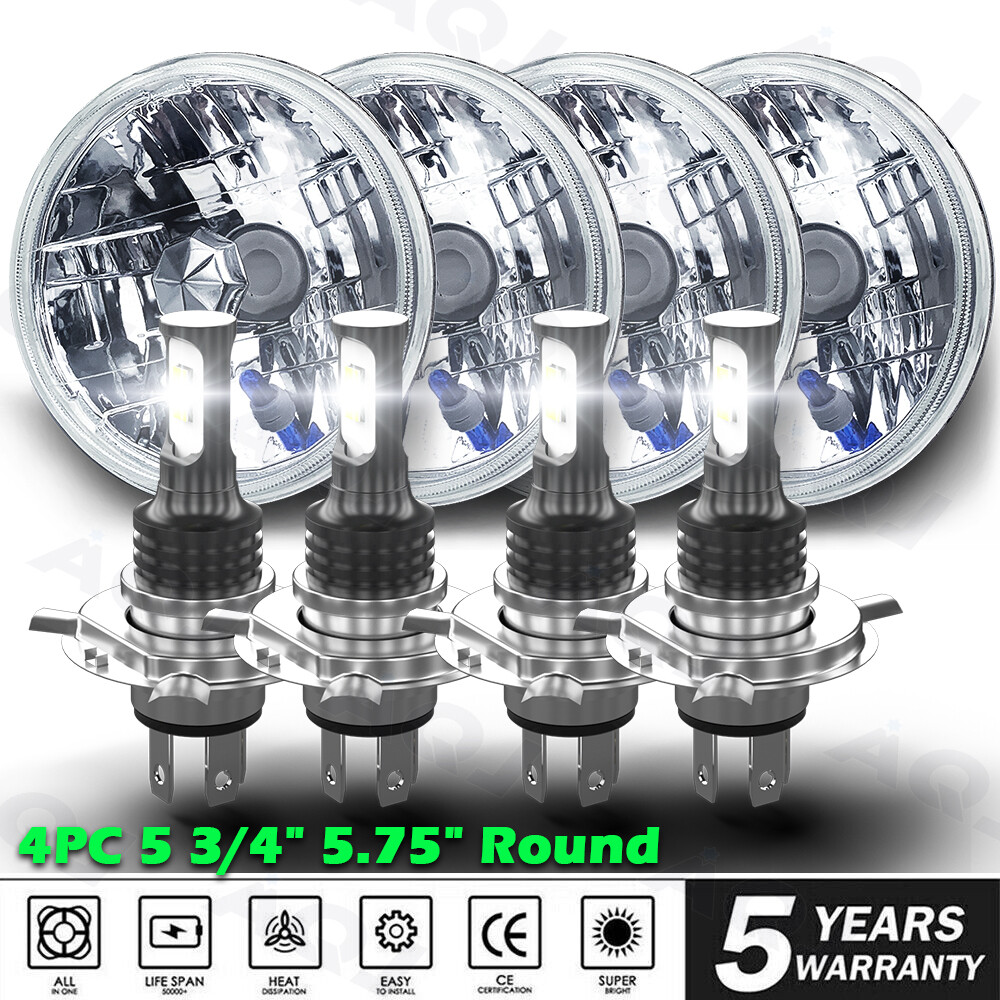 2Pair 5.75″ 5-3/4″ Round LED Hi-Lo Beam Headlights For Cadillac Calais 1965-1974