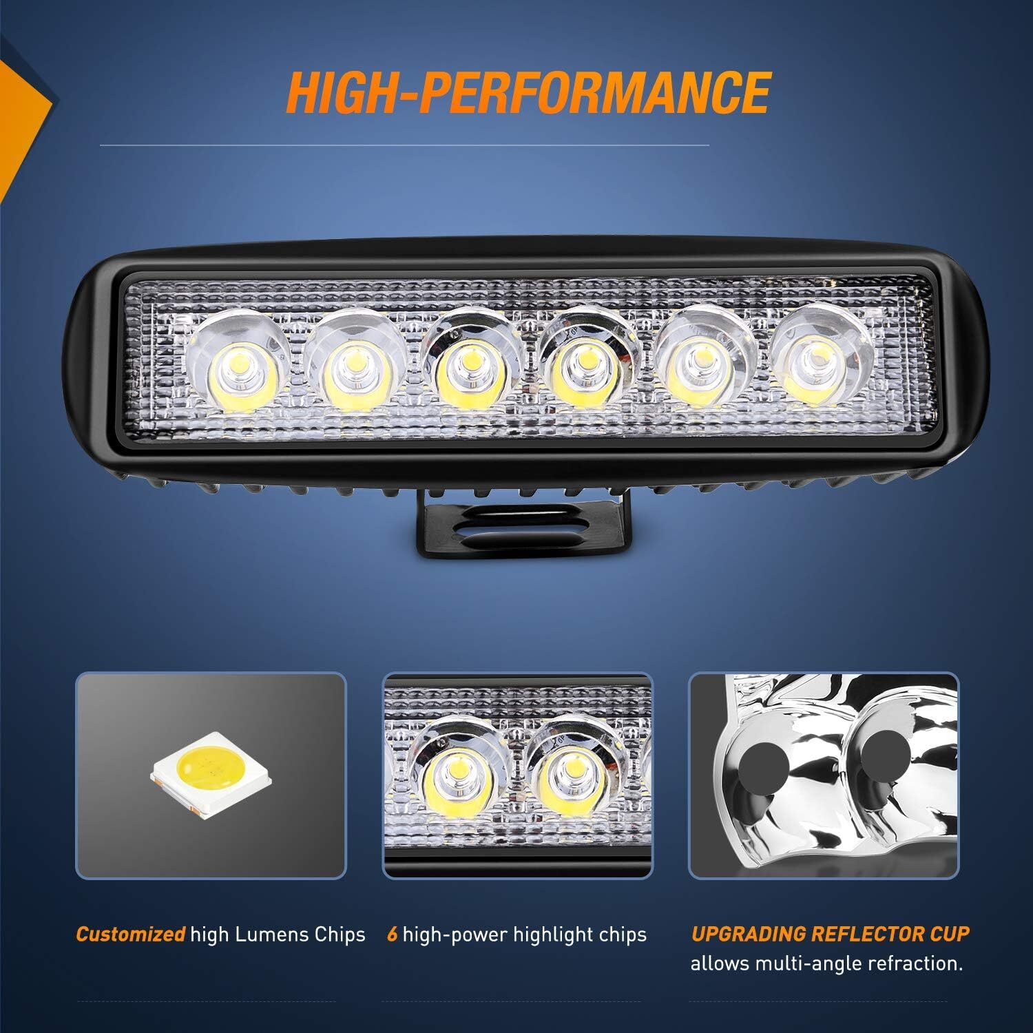 LED Work Lights 6 Inch 48W 12V Driving Strip Flood Beam light Bar SUV Offroad