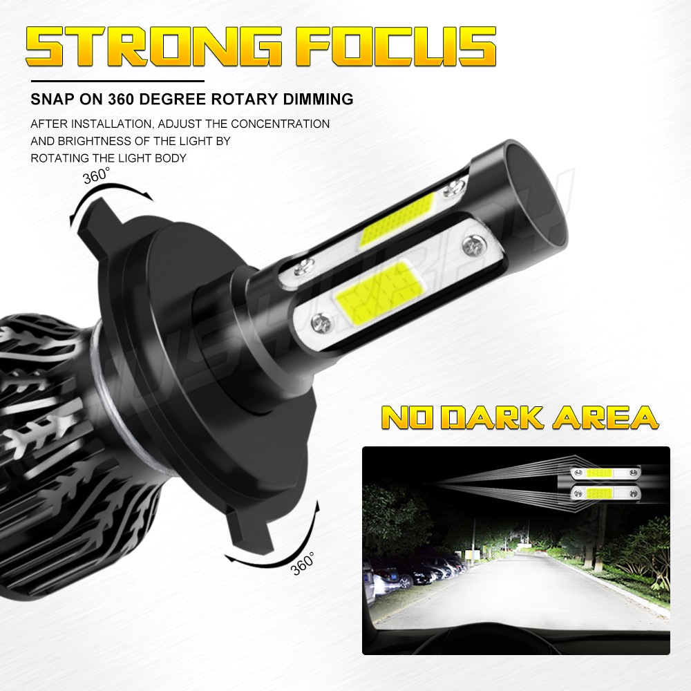 H4 LED Headlight Bulbs 6000K Cold White 120W 8000LM IP68 High Low Beam