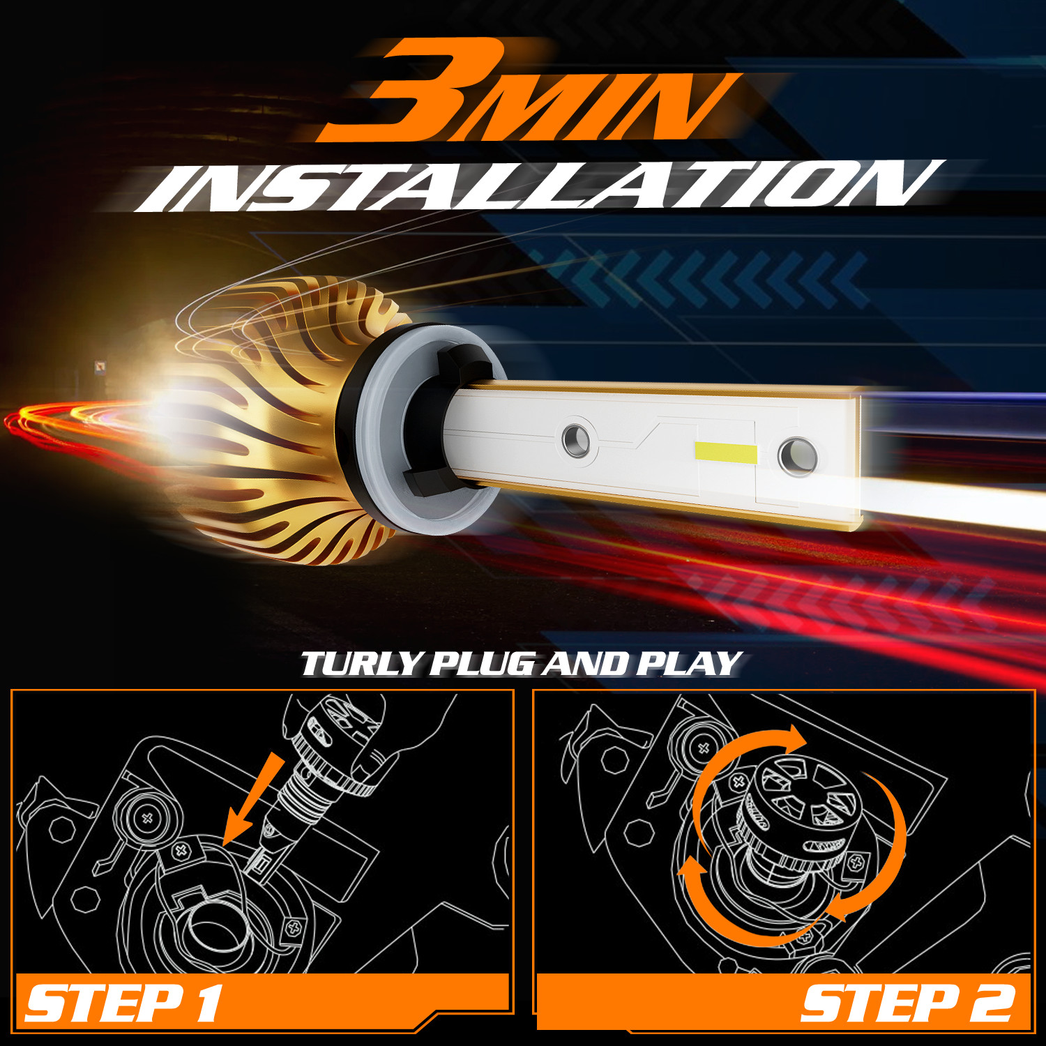 Pair H27W/2 881 6500K LED Headlight Bulb High/Low Beam Fog Lighting DRL 12V/24V
