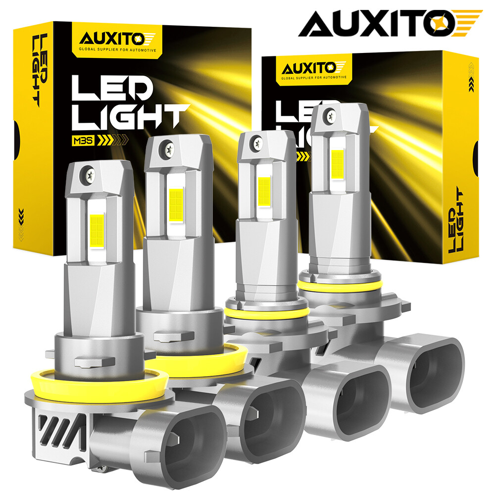 4x AUXITO 9005 H11 Combo LED Headlight High Low Beam Bulbs 6500K Cool White