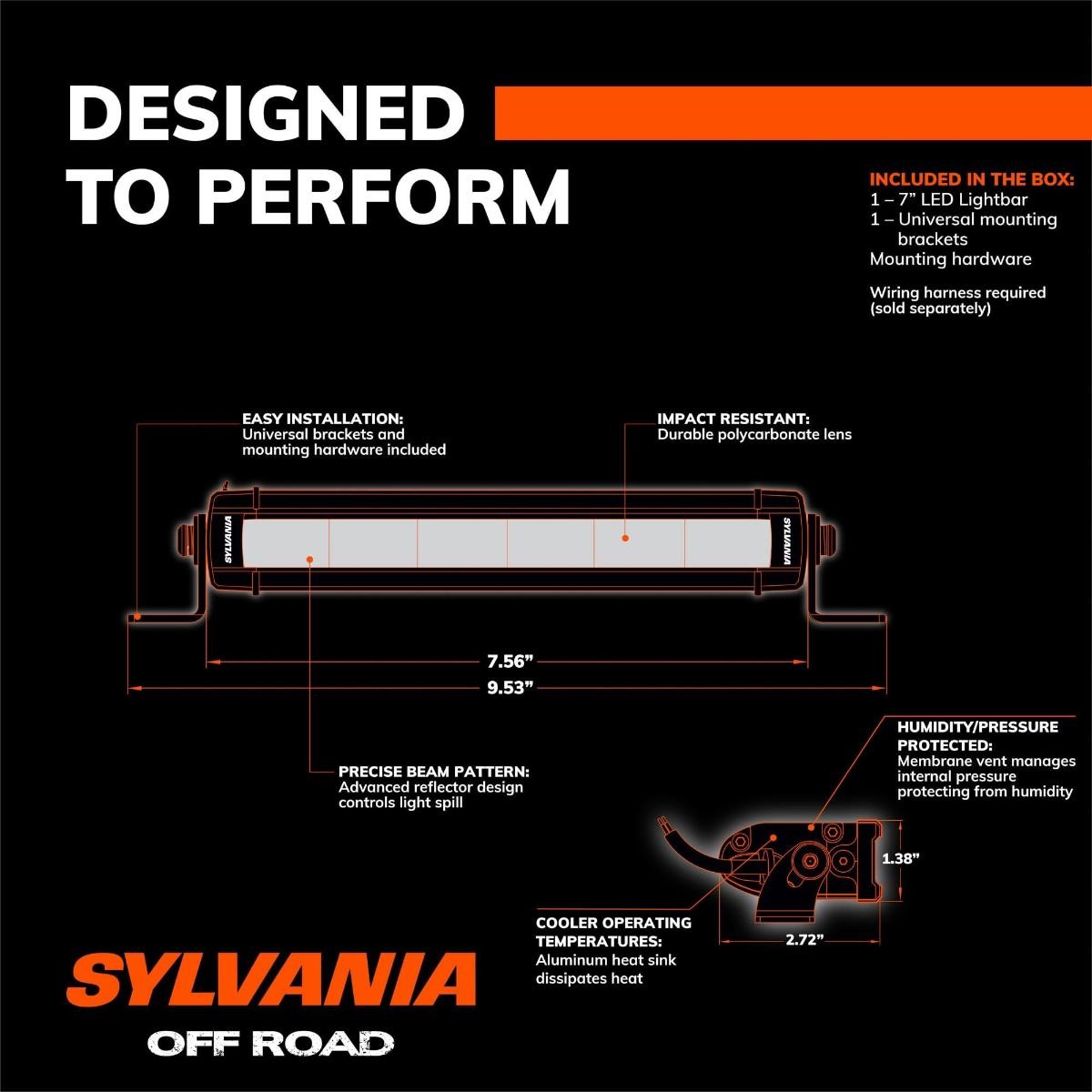 SYLVANIA – Slim 7 Inch LED Light Bar – Lifetime Limited Warranty – Spot Light