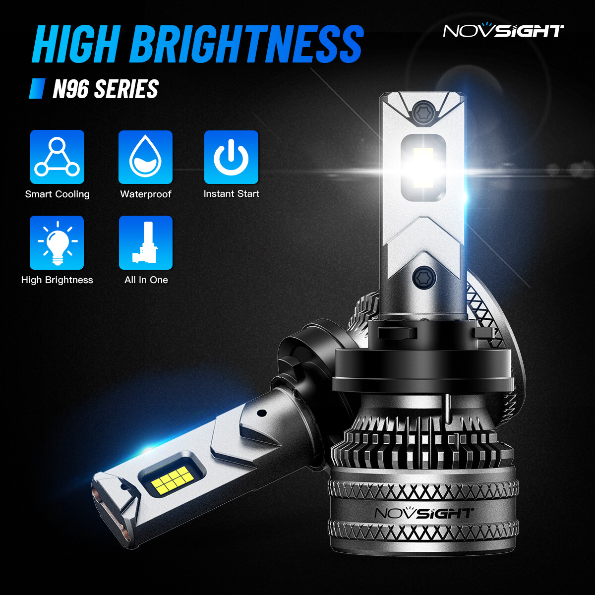 2pcs H11 LED Headlight Super Bright Bulbs Kit 6500K White 60000LM High/Low Beam