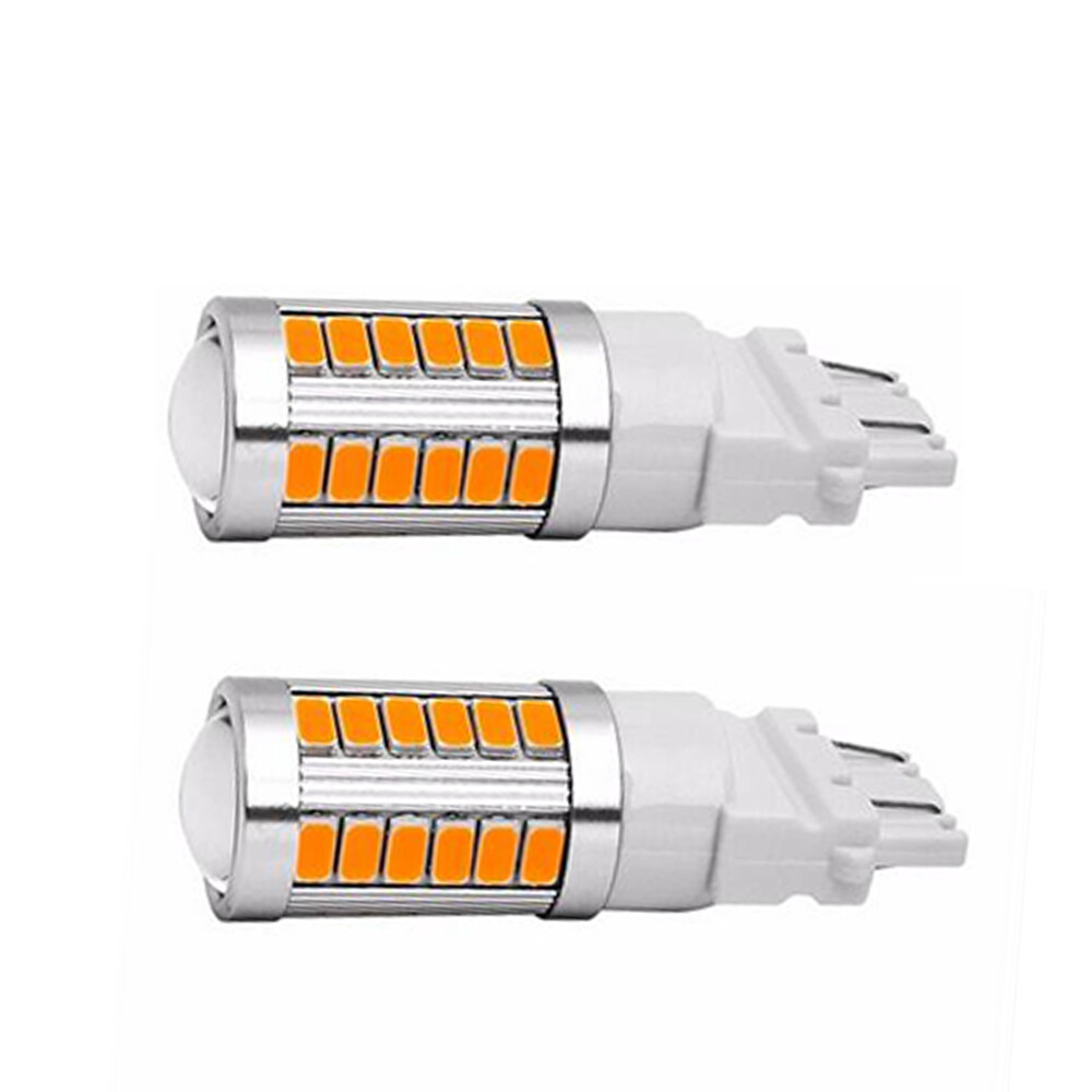 2x Amber 3157 1157 33 LED DRL Switchback Turn Signal Parking Light Bulbs 5630SMD