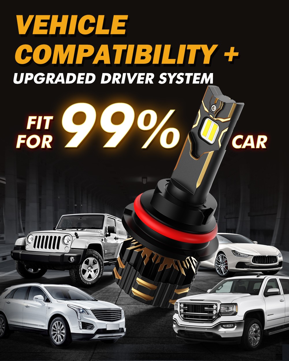 AUXBEAM Canbus HB5 9007 LED Headlight KIT High Low Beam 6500K 90W 100W 120W 130W