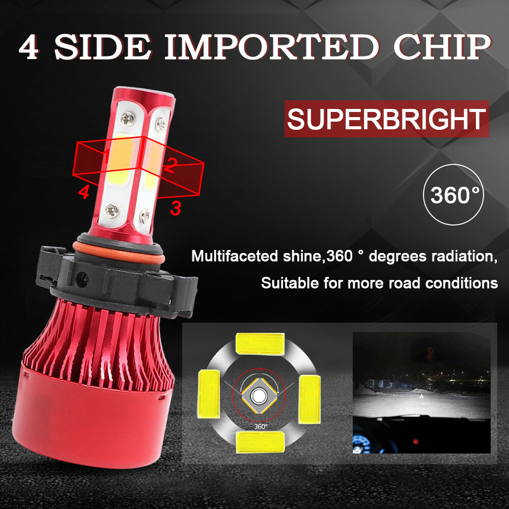 20PCS 4-Sides 5202/H16/9009/2504 LED Headlight Kit Fog Light 32000LM 6000K Bulbs