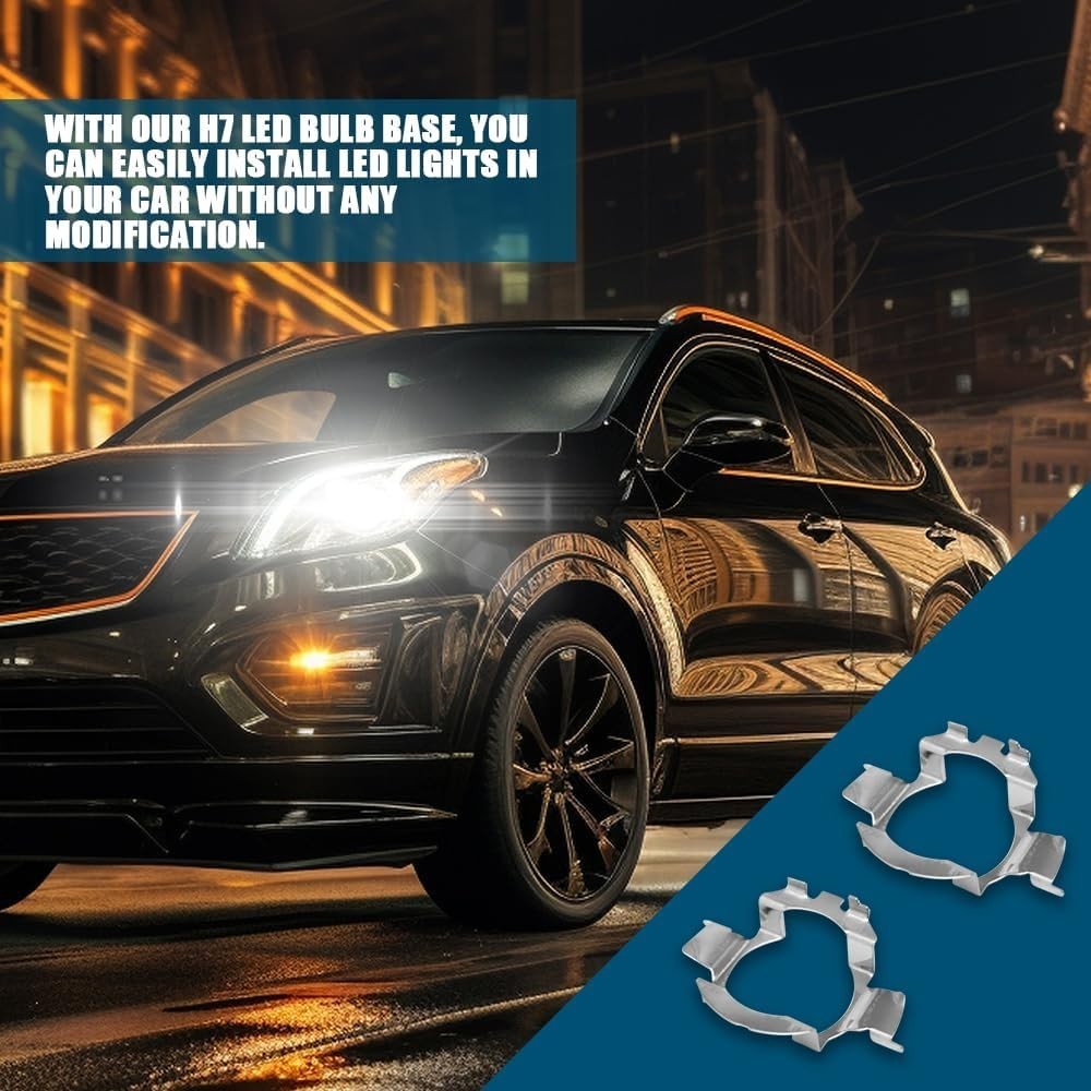 Aluminum H7 LED Adapter Holders – Easy Installation for Luxury Vehicles | 2 Pack